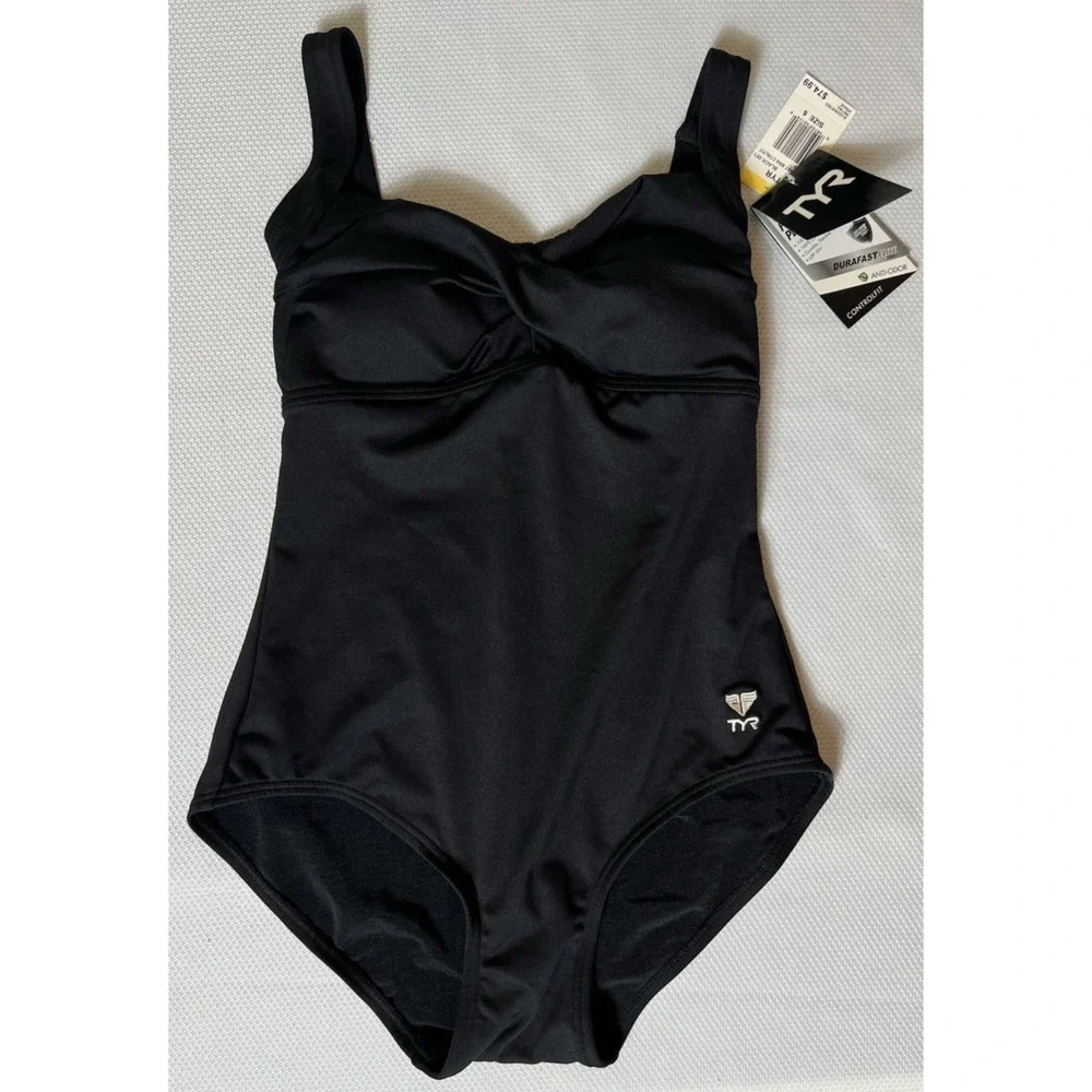 TYR‎ Women Size 6 Black NWT ControlFit One Piece Swimsuit UPF 50+ Chlorine Proof